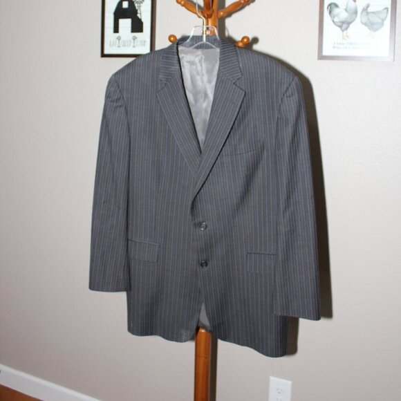 Burberry Other - Burberry London Mens Suit Jacket Gray Pinstripe Size 44R *With Flaws* Wool